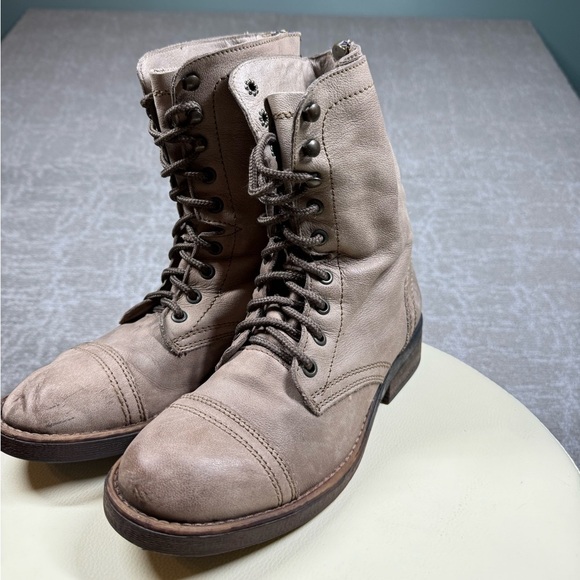 Steve Madden Munch Military Leather Lace up Moto Boot Womens Size 9 - Picture 1 of 10